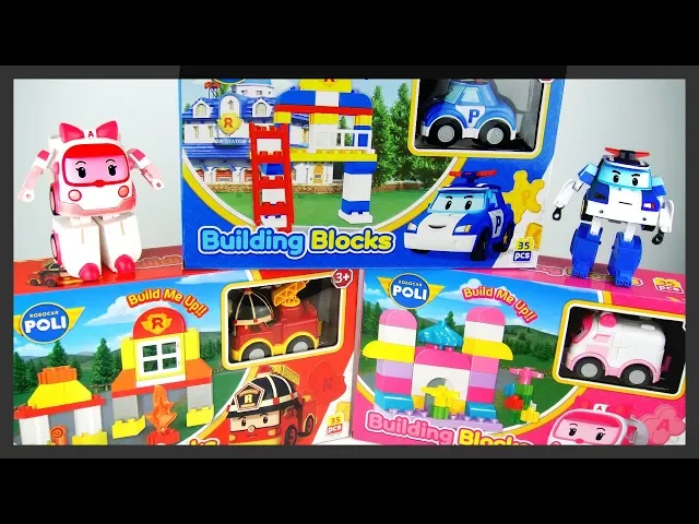 玩robocar poli 波力救援小英雄 波力積木組 安寶積木組 羅伊積木組 玩具開箱